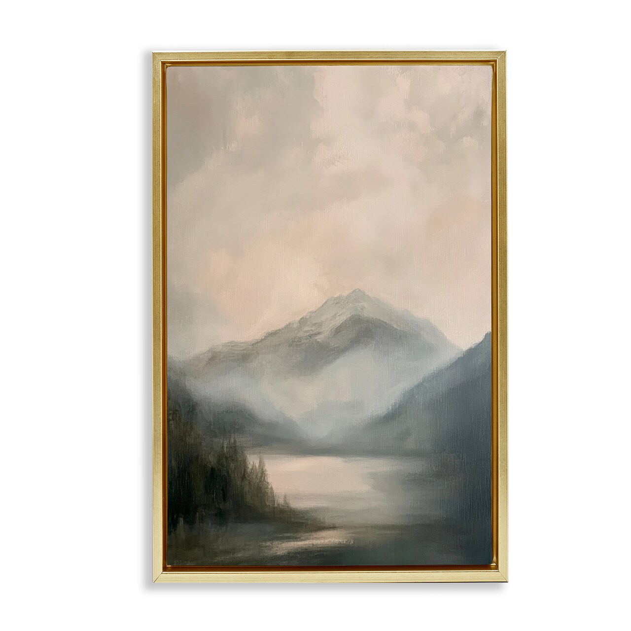 Stupell Industries Misted Mountain Lake Scene Floating Frame, design by Petal Prints Design